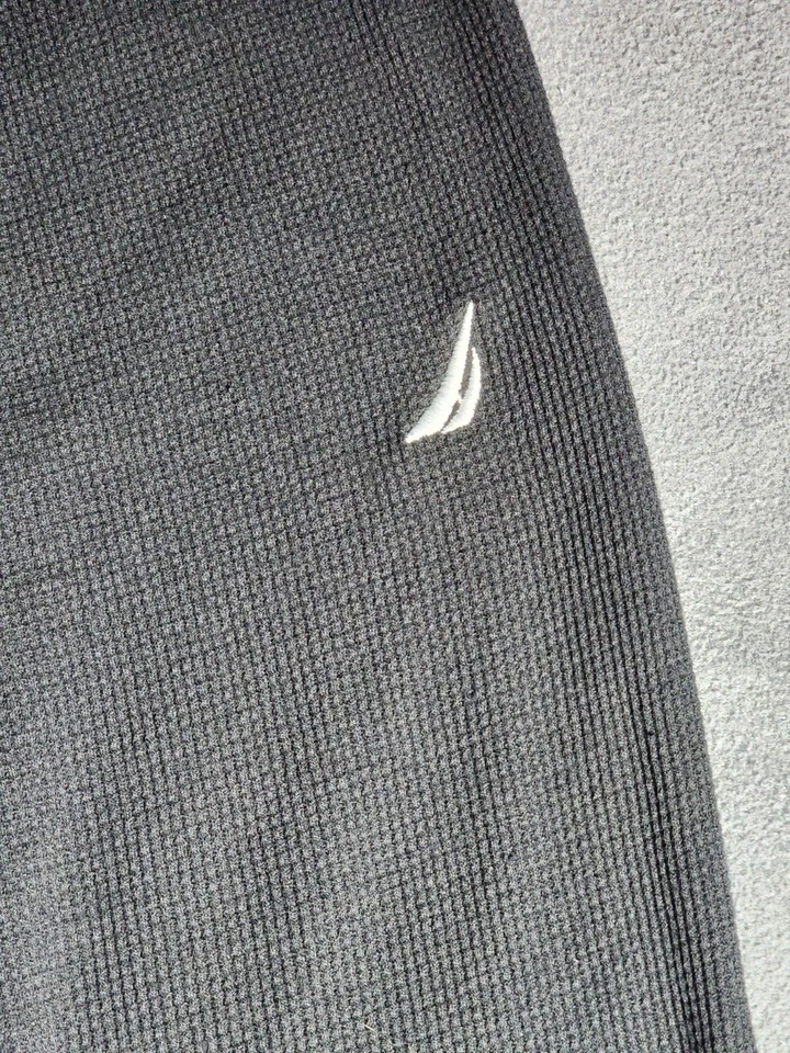 Calça térmica masculina grande preta waffle malha pijama lounge Nautica - Imagem 4 de 4