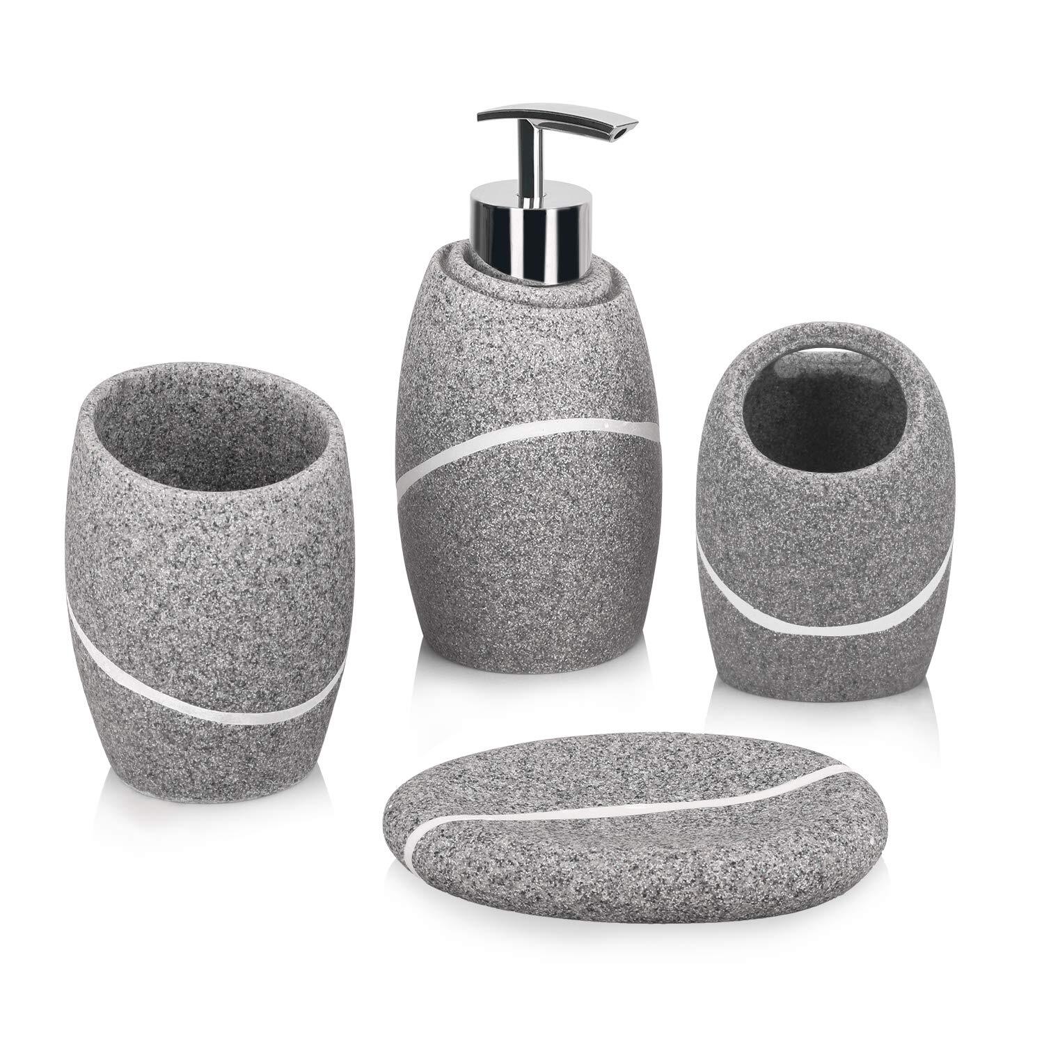 Bathroom Accessory Set,4 Pieces Bathroom Decor Accessories Complete Set Vanit...