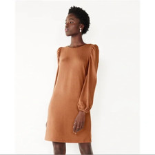 NWT Nine West Puff Long Sleeve Dress Brown Size M