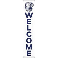 Welcome with Dog 3"x12" metal street sign plaque Home Door Garage Wall Decor