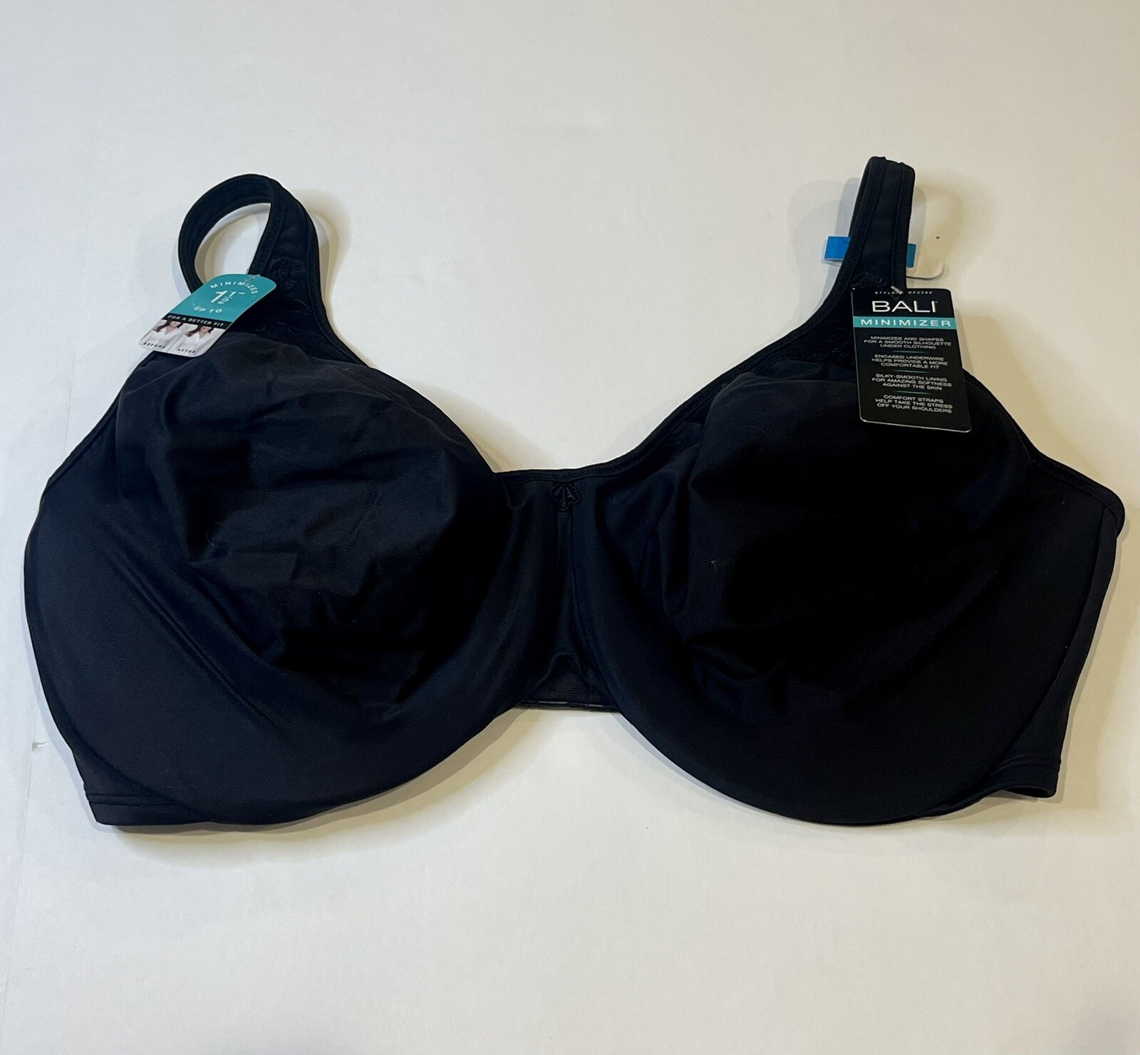 NWT Bali Women's Comfort Seamless Minimizer Underwire Bra 3385 Black