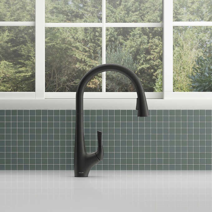 Kohler Bevin Pull Down Kitchen Faucet Matte Black R43210-BL | eBay