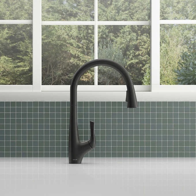 Kohler Bevin Pull Down Kitchen Faucet Matte Black R43210-BL | eBay