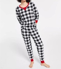 Family Pj's Women's BW Buffalo Check 2 PC Matching Holiday Sleepwear Size M