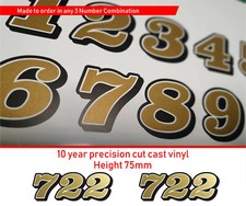 Retro Race Numbers 75mm Gold Or Silver Decals Stickers Motorcycle