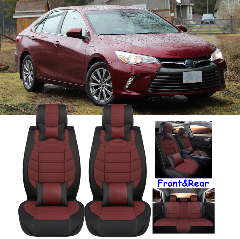 Car Seat Covers 5-Seater Front Rear Full Set PU Leather For Toyota Camry 1996-17