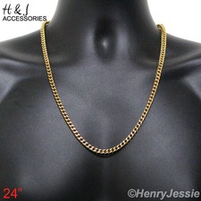 24"30"36"MEN Stainless Steel 4.5mm Gold Plated Classic Franco Box Curb Necklace