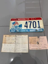 RARE! 1969 Washington D.C. Presidential Inauguration License Plate 4701
