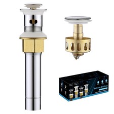 Bathroom Sink Drain with Overflow, Polished Chrome Sink Drain for Bathroom Si...
