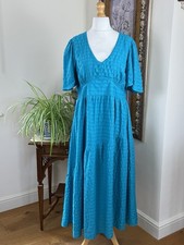 Oliver Bonas Bright Cobalt Flutter Sleeve Midi Size 14