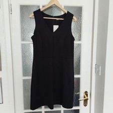 Tu Black V Neck Tailor Fit & Flare Work Office Dress Women's Size 10 BNWT