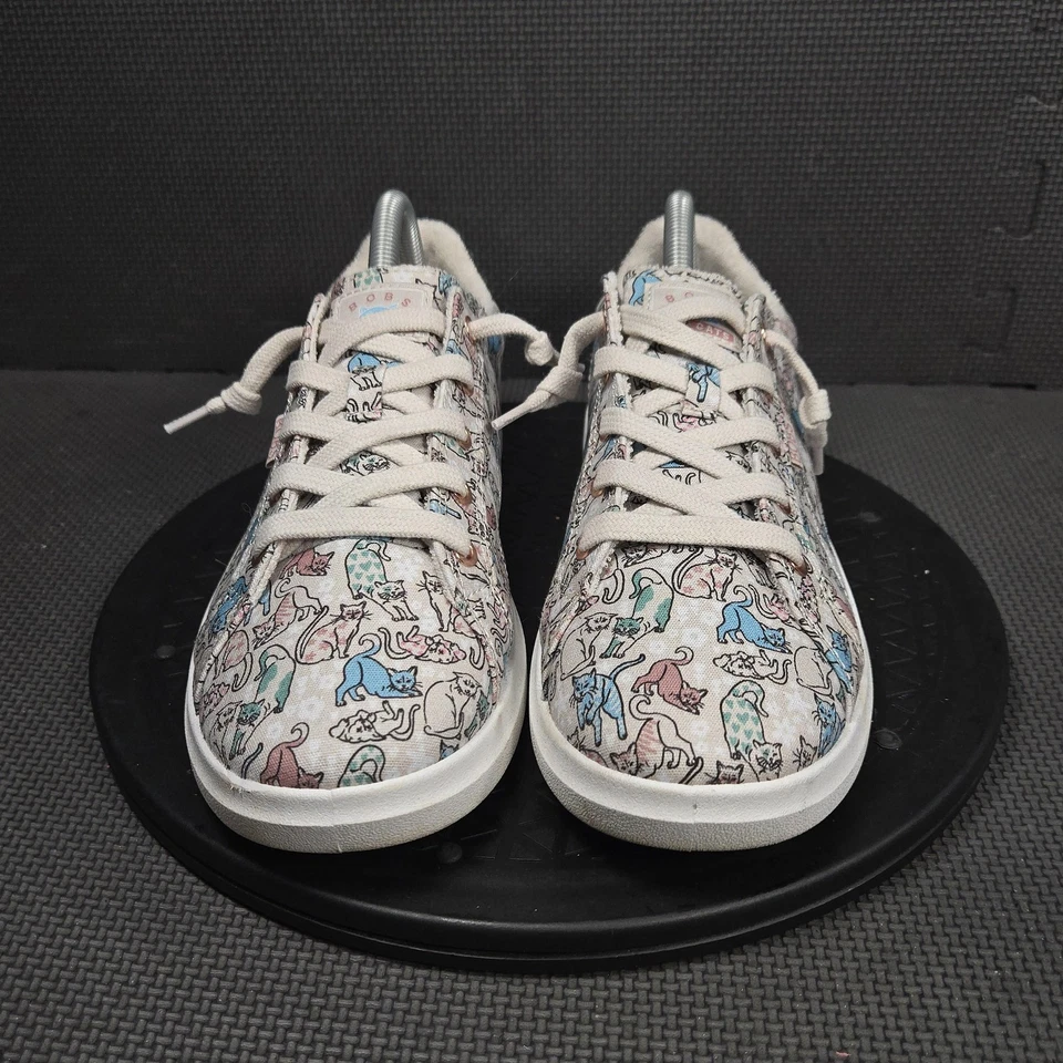 Skechers BOBS Shoes Womens Size 9.5 Beige Cat Print Lace Up Memory Foam 114677 - Image 2 of 4