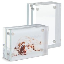Juvale Acrylic Plastic Photo Frame, Magnetic for 2 x 3 in. Photos 3mm, 2 Pack 