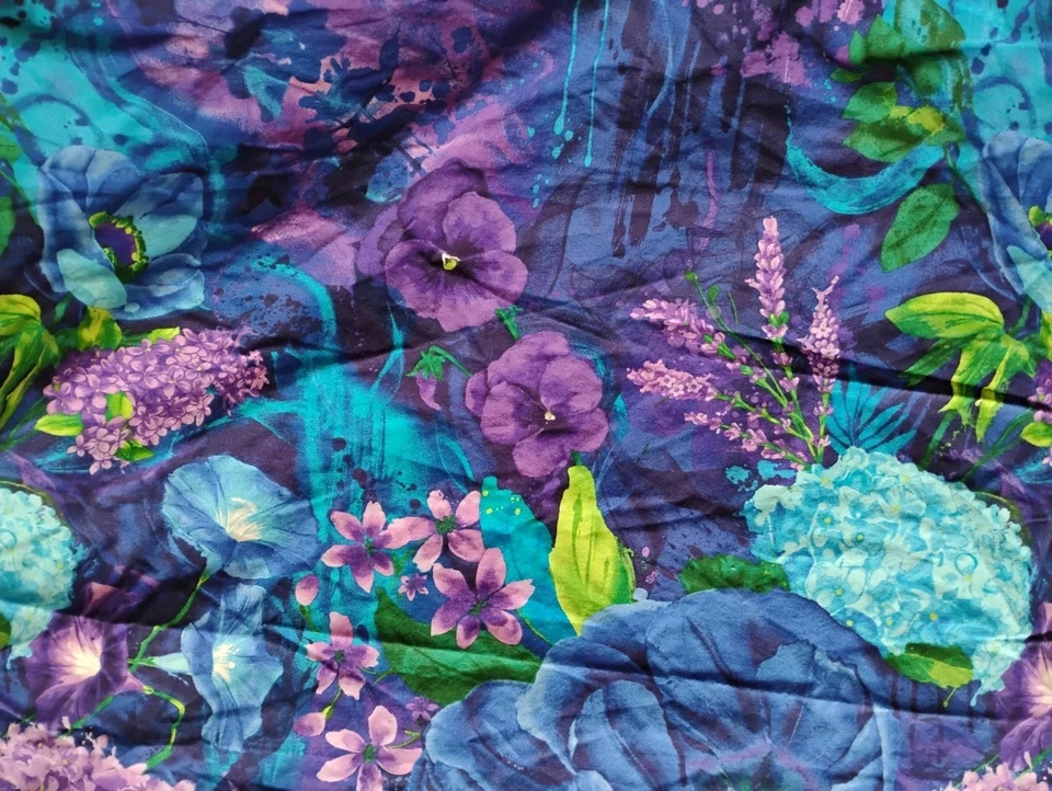 235" X 42" 100% Cotton Midnight by Chong-A-Hwang Timeless Treasures, Hydrangeas - Image 2 of 4