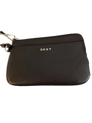 DKNY Women's Bryant Wristlet Clutch Wallet Black Saffiano Leather