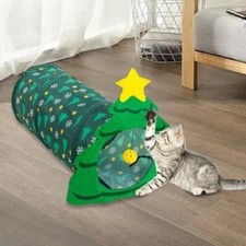 Christmas Cat Tunnel Small Animal Activity Toys for Kitten Indoor Cats Bunny