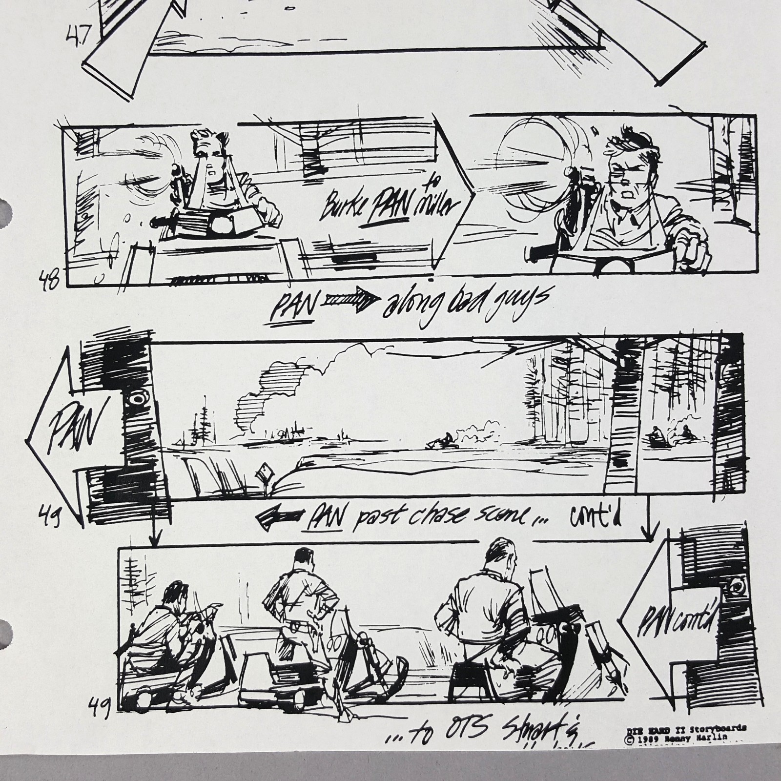 Image 6 of Die Hard 2 - Production Used Storyboard, Bruce Willis Snowmobile Chase, Prop 15