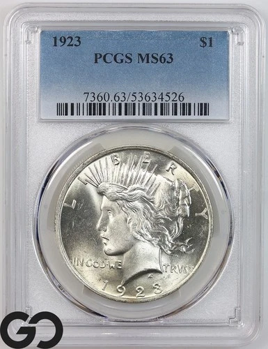 1923 Peace Dollar PCGS MS 63 ** Nice Cartwheel Luster!