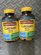 2 Bottles Nature Made Calcium With Vitamin D3 600mg 100 Softgels Exp 7/27