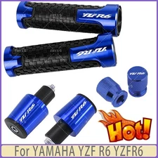 Blue - Motorcycle Handlebar Grips Bar End Cap Tire Valve For YAMAHA YZF R6 YZFR6