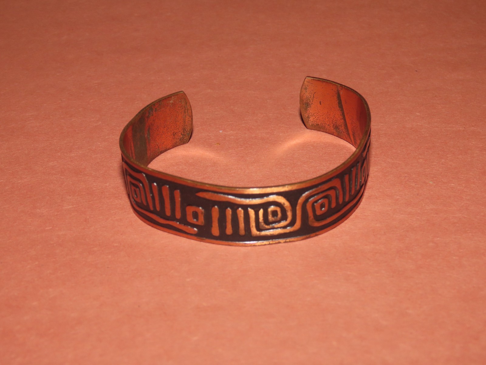 7" MID-CENTURY SOLID COPPER CUFF BRACELET SPIRAL … - image 1