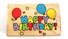 Hero Arts C407 Three Ballons Happy Birthday Wood Mount Rubber Stamp