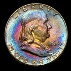 Franklin Half Dollar 1962 Uncirculated 90% Silver Rainbow Toning 50c Coin
