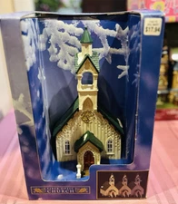 Porcelain Fiber Optic Christmas Village White Church Lighted Color Changing