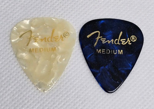 Fender Medium Guitar Picks - Celluloid Premium 351 Shape - White Moto Blue Swirl