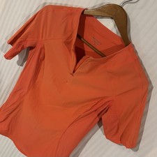 Athleta Pacifica II Top Womens Medium Orange UPF Swim Rashguard 1/4 Zip C-11