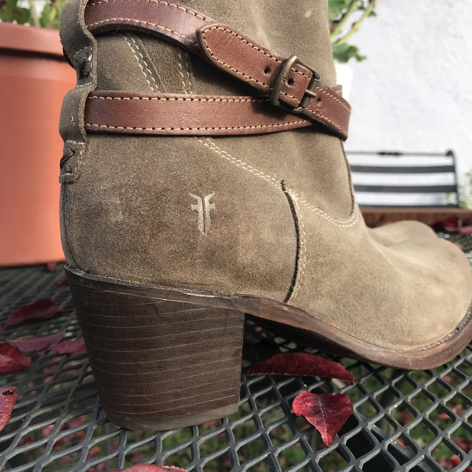 Frye Jane 37695 Mujer Cuero Gamuza Tirantes Botas Altas Talla 9 Marrón Fatiga”    Foto 2 de 4