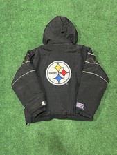 Vintage 90's Black NFL Pro Line Steelers Starter Jacket L-28 W-28