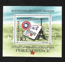 Romania 1989: Philex France, Paris, Bicentenarul Revolutiei, Block MNH