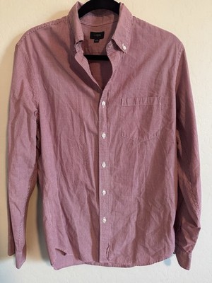 J.CREW Men's Red Long Sleeve Button Down W/pocket 100% Cotton Sz M