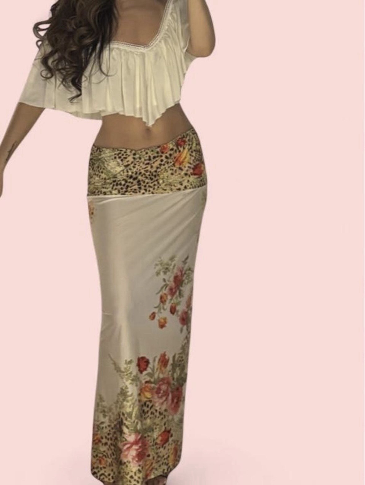 Roberto Cavalli SS2002 Floral Leopard Print Maxi Skirt image 4