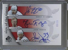 2005-06 SP Authentic 9/15 Henrik Zetterberg Johan Franzen Kris Draper Auto 0c3
