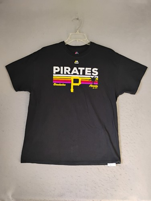 #ad Pittsburgh Pirates Shirt Adult XL Black Short Sleeve Bradenton Florida Majestic $11.86