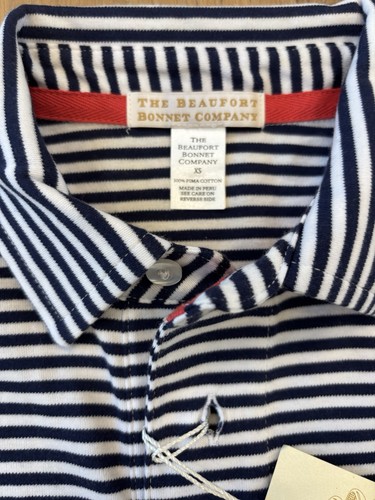 The Beaufort Bonnet Co Boys Navy Blue Stripe Polo Pelican Size XS - Picture 4 of 8