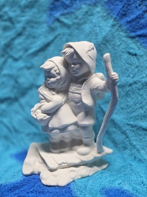 Boy and Girl Walking On The Bridge 6.5 '' tall Ceramic Bisque Ready To Paint