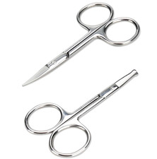Facial Hair Grooming Scissors Set 2PCS Silver, Curved Rounded Safety Tips fo
