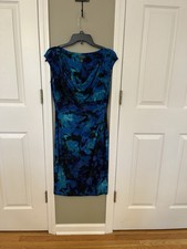 Lauren Ralph Lauren Blue Black Print Dress  Stretch Size 6
