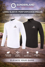 Sunderland Long Sleeve Stretch Polo Shirts | Sizes: M & 2XL