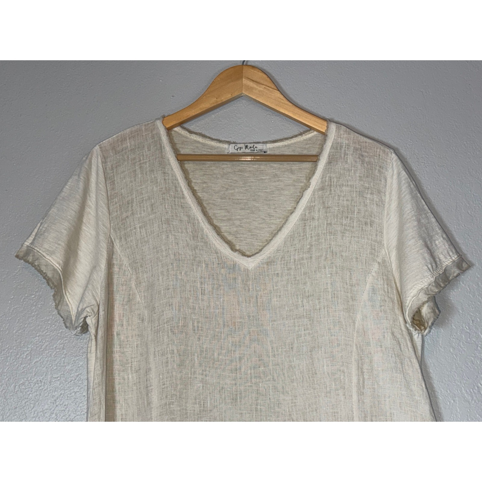 Gigi Moda Perla 100% Linen Dress Tunic One Size Cream Beige Resortwear Vacation