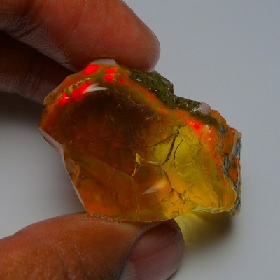 Ethiopian Oil Opal Specimen  76.45  cts Natural Rough Gemstone - Fire Opal Roug