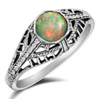 1CT  Fire Opal 925 Genuine Sterling Silver Ring Jewelry Sz 7 FX-6 — photo 1