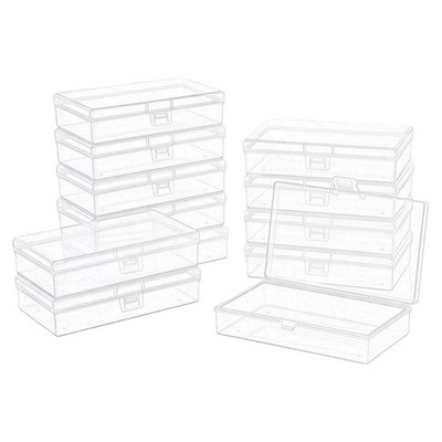 12 Pieces Rectangular Empty Mini Clear Plastic Organizer Storage Box Containe...