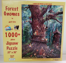 SUNSOUT 2008 FOREST GNOMES JIGSAW PUZZLE by JEFF TIFT 1000 PIECE COMPLETE EUC