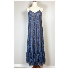 MOULINETTE SOEURS by Anthropologie Women's Size 2 Blue Celestial Lace Maxi Dress