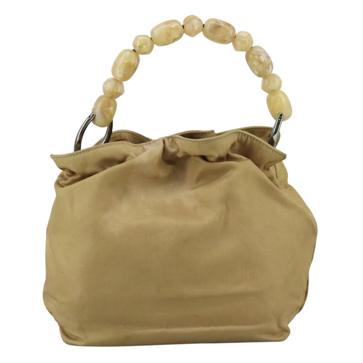 バッグ Dior Maris Pearl bag By Galliano Christian Dior Maris Pearl Hand Bag Nylon Beige Silver Auth