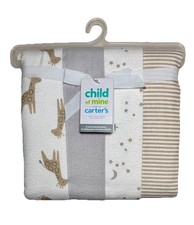 Child of Mine Carter 4 Receiving Blankets Neutral Color Gray Beige Giraffe Stars